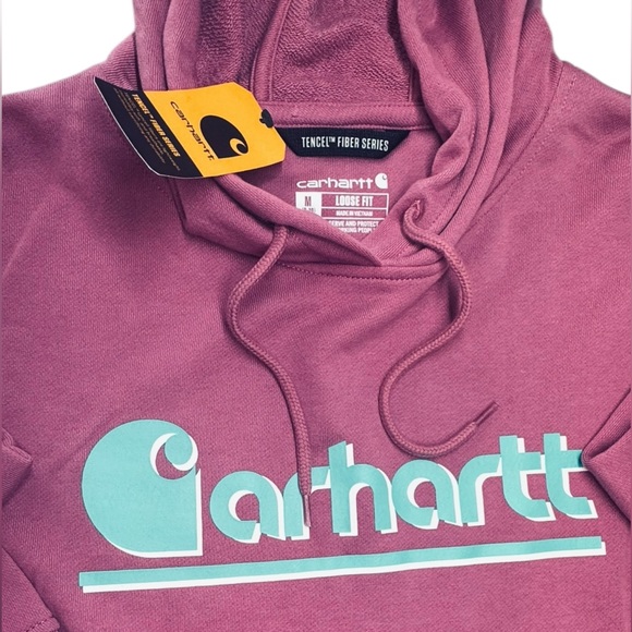 Carhartt Women's Rose Hoodie with Teal Logo - Picture 8 of 13